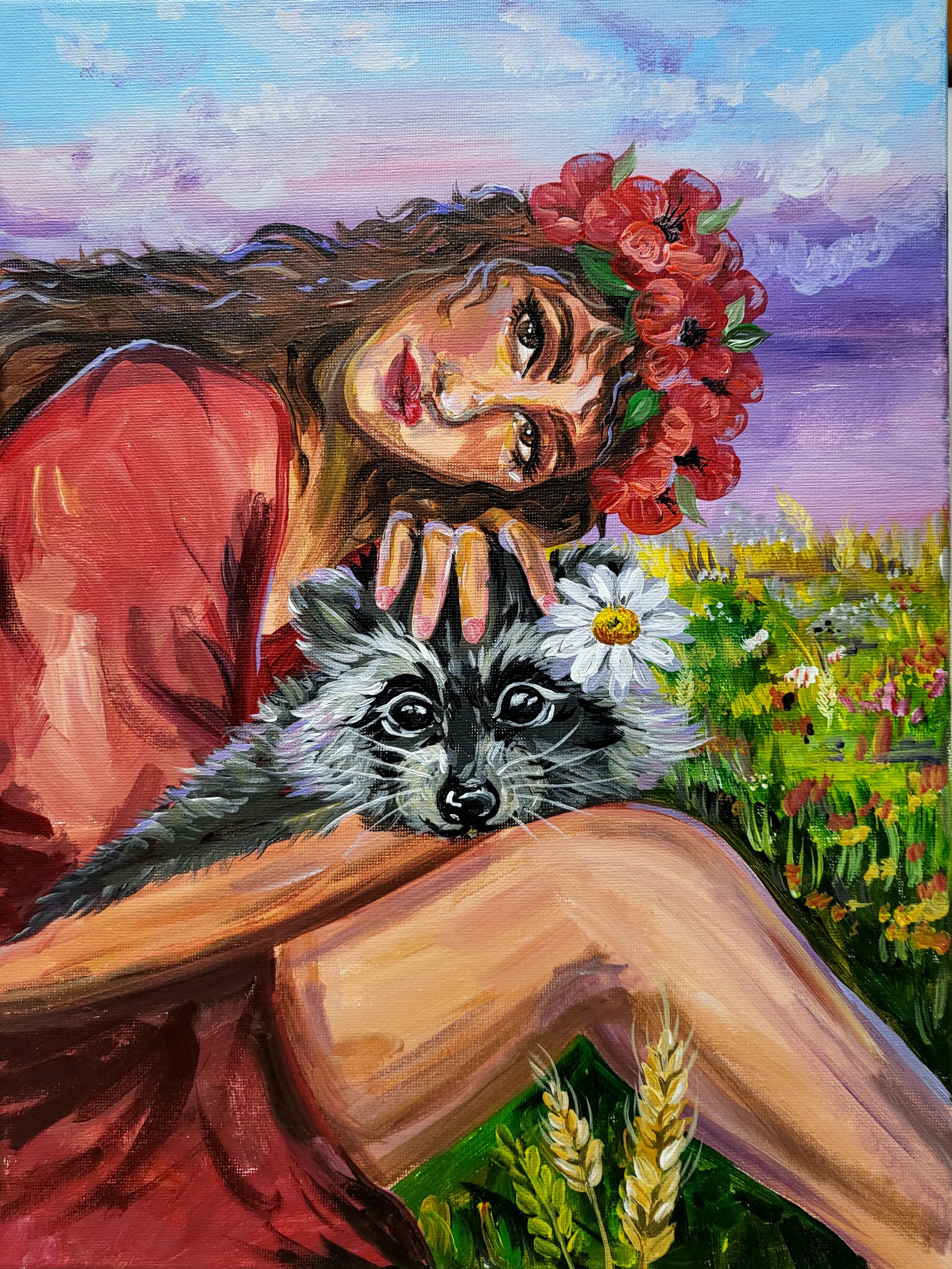“Raccoon” acrylic painting