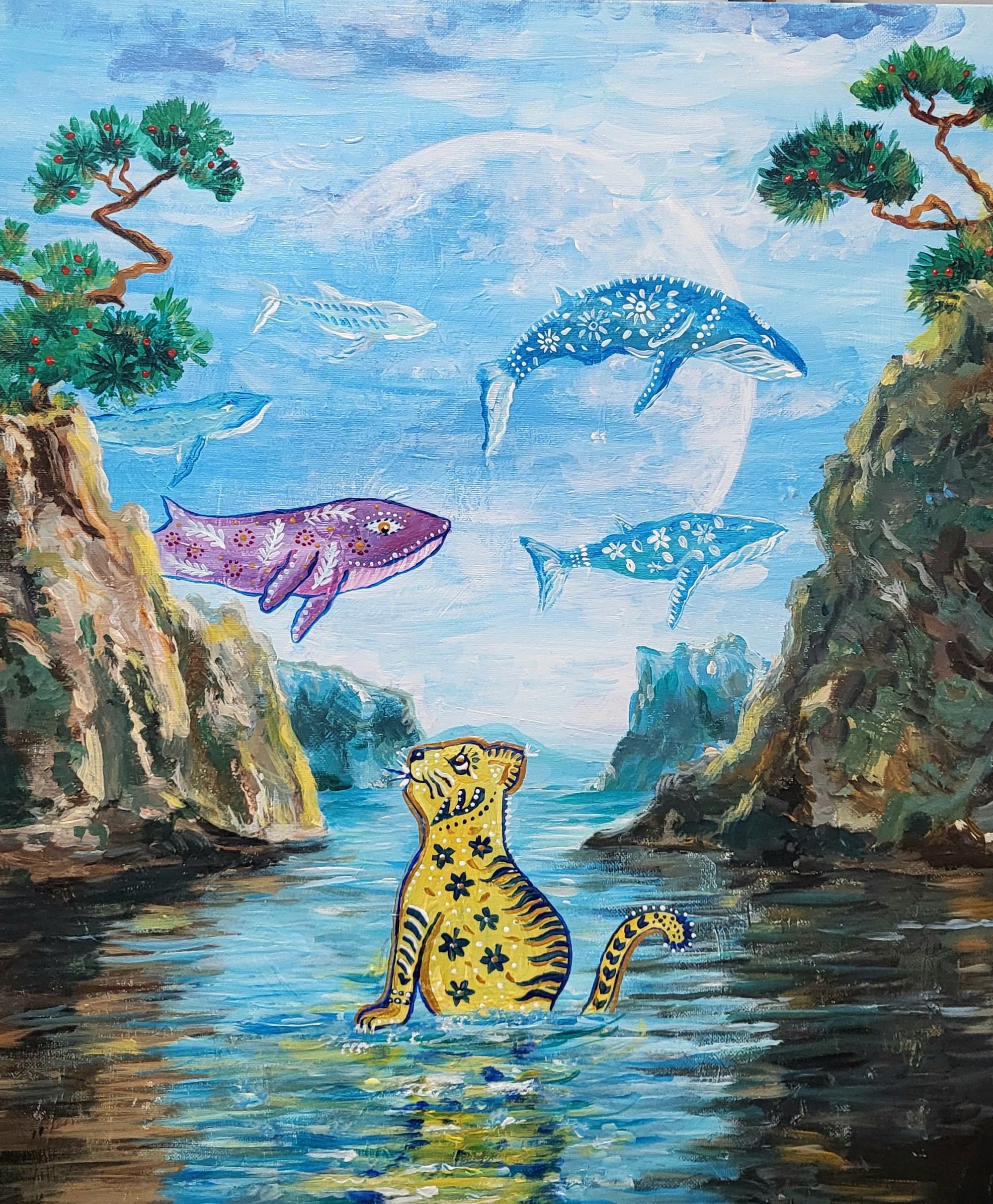 “Where dreams touch the sky” acrylic painting